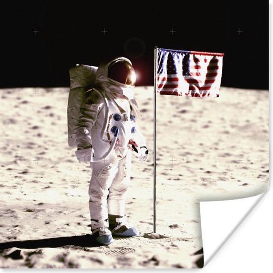paspoort silhouet Zoekmachinemarketing Astronaut in de ruimte met een Amerikaanse vlag poster 100x100 cm - Foto  print op... | bol.com