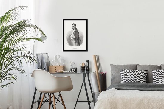 Photo encadrée - Illustration de Napoleon Bonaparte sur fond blanc Cadre photo noir 30x40 cm - Affiche encadrée (Décoration murale salon / chambre)