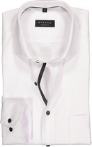 ETERNA comfort fit overhemd - niet doorschijnend twill heren overhemd - wit (zwart contrast) - Strijkvrij - Boordmaat: 40