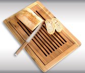 FSC Acacia Houten Broodsnijplank + Kruimelvanger | Broodplank hout met Brood Kruimel opvangbak | Brood snijplank met rooster | Snijplank voor brood | Afm. 47,5 x 32 x 2 Cm.
