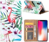 FONU Boekmodel Hoesje Flamingo iPhone XS Max