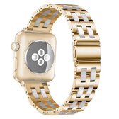 Voor Apple Watch Series 6 & SE & 5 & 4 40 mm / 3 & 2 & 1 38 mm roestvrij staal + kunststof horlogebandje (roze)