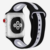 Voor Apple Watch Series 6 & SE & 5 & 4 40 mm / 3 & 2 & 1 38 mm Tweekleurige siliconen open horlogeband (zwart + grijs)