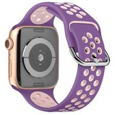 Tweekleurige siliconen horlogeband voor Apple Watch Series 6 & SE & 5 & 4 40 mm / 3 & 2 & 1 38 mm (paars lichtroze)