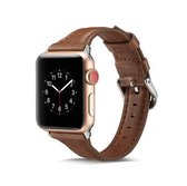 Voor Apple Wacth 5/4 40 mm & 3/2/1 38 mm dunne lederen vervangende polsband horlogeband (donkerbruin)