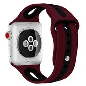 Voor Apple Watch Series 6 & SE & 5 & 4 44mm / 3 & 2 & 1 42mm Tweekleurige siliconen open horlogeband (wijnrood + zwart)