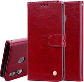 Zakelijke stijl olie wax textuur horizontale flip lederen case voor Galaxy M30, met houder & kaartsleuven & portemonnee (rood)