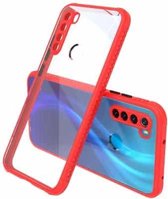 Voor Xiaomi Redmi Note 8 Bandzijde Textuur Contrastknop Schokbestendig PC + TPU Telefoon beschermhoes (rood)