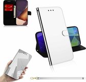 Voor Samsung Galaxy Note20 Ultra GeÃ¯miteerd Spiegeloppervlak Horizontale Flip Leren Case met Houder & Kaartsleuven & Portemonnee & Lanyard (Zilver)