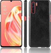 Voor Oppo A91 Shockproof Litchi Texture PC + PU Case (Zwart)