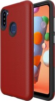 Voor Samsung Galaxy M11 Triangle Armor Texture TPU + PC Case (rood)