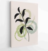 Botanical wall art vector set. Foliage line art drawing with abstract shape. 1 - Moderne schilderijen – Vertical – 1861710928 - 80*60 Vertical