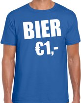 Fun t-shirt - bier 1 euro - blauw - heren - Feest outfit / kleding / shirt M