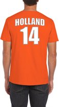 Oranje supporter t-shirt - rugnummer 14 - Holland / Nederland fan shirt / kleding voor heren M