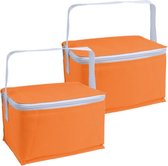 Set van 2x stuks kleine koeltassen voor lunch oranje 20 x 14 x 12 cm 3.5 liter - Koeltassen