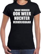 Feest t-shirt - morgen nuchter verkrijgbaar - zwart - dames - Party outfit / kleding / shirt L