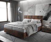 Boxspringbed Dream-Fine microvezel bruin 160x200 met matras en topper