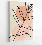 Botanical wall art vector set. Earth tone boho foliage line art drawing with abstract shape. 4 - Moderne schilderijen – Vertical – 1881805189 - 115*75 Vertical
