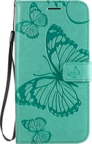 Motorola Moto G8 Power Hoesje - Mobigear - Butterfly Serie - Kunstlederen Bookcase - Turquoise - Hoesje Geschikt Voor Motorola Moto G8 Power
