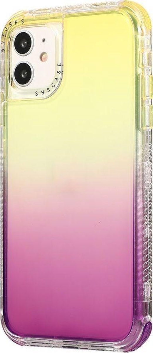 Mobigear Hoesje geschikt voor Apple iPhone 12 Pro Max Telefoonhoesje Hardcase | Mobigear Gradient Backcover Shockproof | Schokbestendig iPhone 12 Pro Max Telefoonhoesje | Anti Shock Proof - Paars / Geel