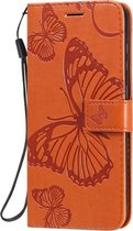 Nokia 2.3 Hoesje - Mobigear - Butterfly Serie - Kunstlederen Bookcase - Oranje - Hoesje Geschikt Voor Nokia 2.3