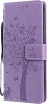 Sony Xperia 10 II Hoesje - Mobigear - Tree Serie - Kunstlederen Bookcase - Paars - Hoesje Geschikt Voor Sony Xperia 10 II