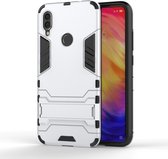 Xiaomi Redmi Note 7 Hoesje - Mobigear - Armor Stand Serie - Hard Kunststof Backcover - Zilver - Hoesje Geschikt Voor Xiaomi Redmi Note 7