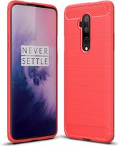 OnePlus 7T Pro Hoesje - Mobigear - Brushed Serie - TPU Backcover - Rood - Hoesje Geschikt Voor OnePlus 7T Pro