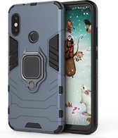 Xiaomi Mi A2 Lite Hoesje - Mobigear - Armor Ring Serie - Hard Kunststof Backcover - Marineblauw - Hoesje Geschikt Voor Xiaomi Mi A2 Lite