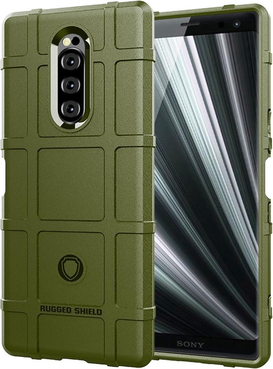 Mobigear Hoesje geschikt voor Sony Xperia 1 Telefoonhoesje Flexibel TPU | Mobigear Rugged Shield Backcover Shockproof | Schokbestendig Xperia 1 Telefoonhoesje | Anti Shock Proof - Groen