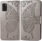 Samsung Galaxy A41 Hoesje - Mobigear - Butterfly Serie - Kunstlederen Bookcase - Grijs - Hoesje Geschikt Voor Samsung Galaxy A41