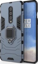 OnePlus 8 Hoesje - Mobigear - Armor Ring Serie - Hard Kunststof Backcover - Blauw - Hoesje Geschikt Voor OnePlus 8