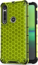 Motorola Moto G8 Plus Hoesje - Mobigear - Honeycomb Serie - Hard Kunststof Backcover - Groen - Hoesje Geschikt Voor Motorola Moto G8 Plus