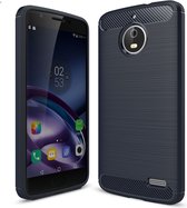 Motorola Moto E4 Hoesje - Mobigear - Brushed Slim Serie - TPU Backcover - Marineblauw - Hoesje Geschikt Voor Motorola Moto E4
