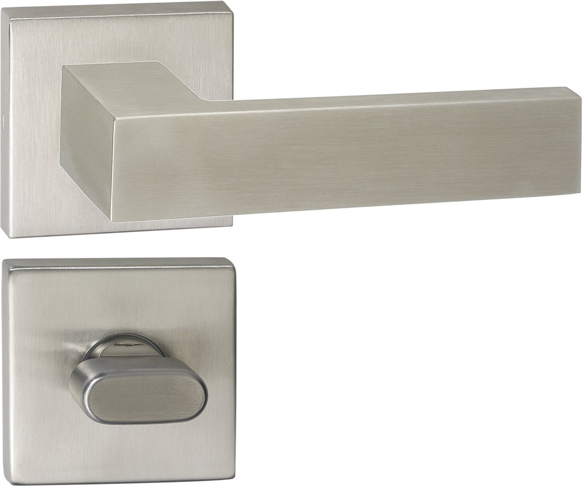 Deurkruk - Impresso Luton - Voor binnen - Vierkant met vierkant toiletrozet - RVS - 2 stuks