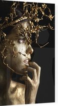 Gouden vrouw met kroon - Foto op Plexiglas - 60 x 90 cm