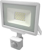Outdoor LED-projector 20W IP65 wit met schemering bewegingsdetector - Warm wit licht