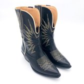 WELOVESHOES® Dames Cowboylaarzen met Hak  - Imitatieleer - Zwart - Maat 41