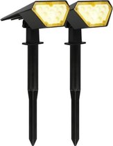 2-in-1 Solar Tuinverlichting Grondspot en Wandlamp met Sensor - Warm Wit | 2 Stuks