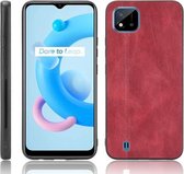 Voor OPPO Realme C11 2021/Realme C20 Schokbestendig Naaien Koe Patroon Skin PC + PU + TPU Case (Rood)