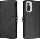 Voor Xiaomi Redmi Note 10 Pro Stiksels Stijl 2-Kleur Koe Textuur Horizontale Flip PU Lederen Case met Houder & Kaartsleuf & Lanyard (Zwart)