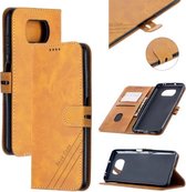 Voor Xiaomi Poco X3 NFC Stiksels Stijl 2-Kleur Koe Textuur Horizontale Flip PU Lederen Case met Houder & Kaartsleuf & Lanyard (Geel)