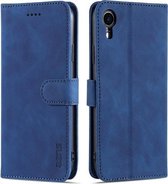 AZNS Skin Feel Calf Texture Horizontal Flip Leather Case met kaartsleuven & houder & portemonnee voor iPhone XR (blauw)