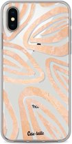 Casetastic Apple iPhone X / iPhone XS Hoesje - Softcover Hoesje met Design - Leaves Coral Print