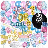 Gender Reveal Versiering Feest Pakket XXL|Decoratieve Confetti Ballonnen |Fotoprops|Babyshower|Geboorte Meisje of Jongen