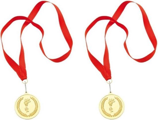 4x stuks - Gouden medailles eerste prijs rood lint | bol.com