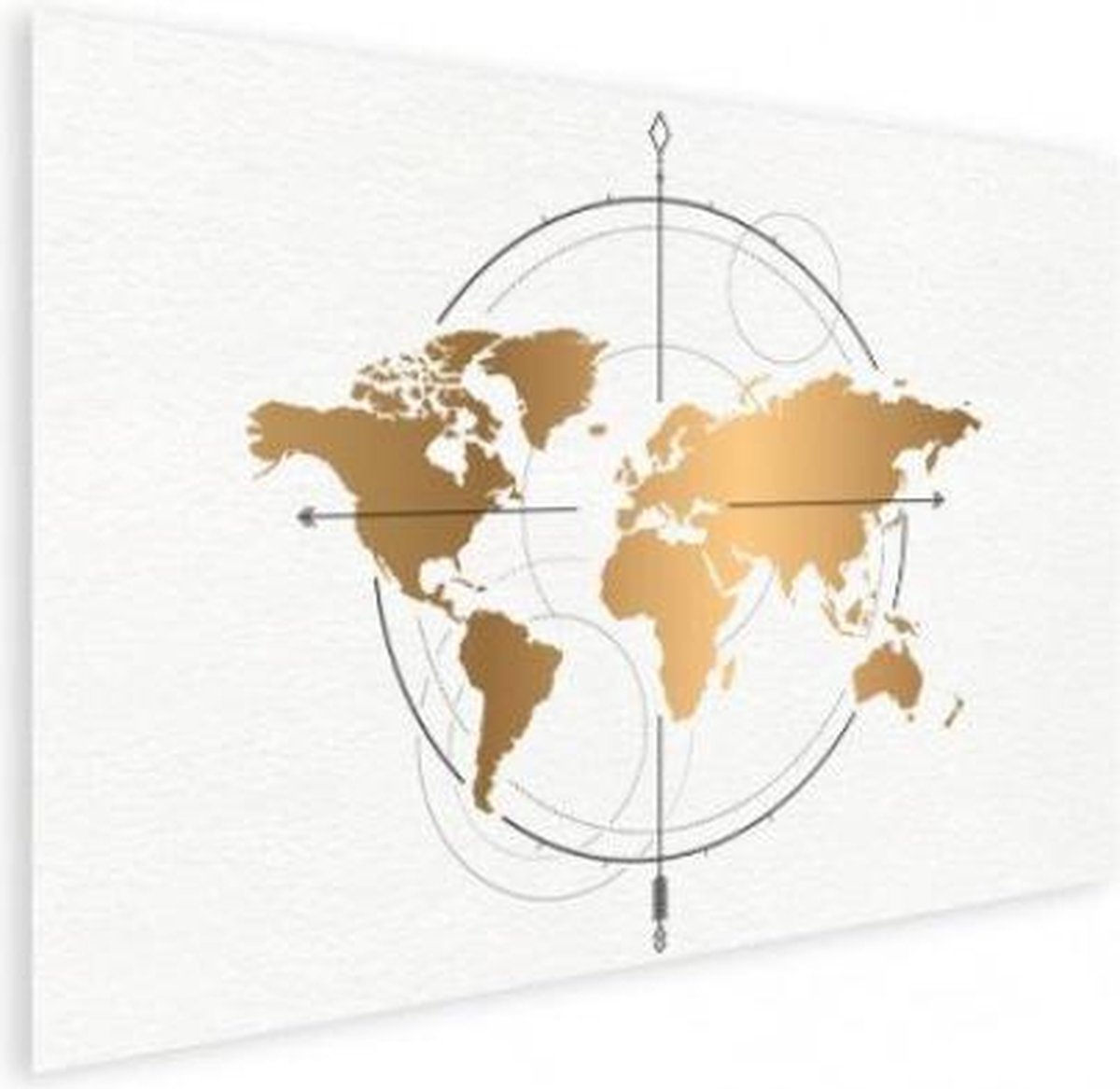 Wereldkaart Golden Compass - Poster 60x40