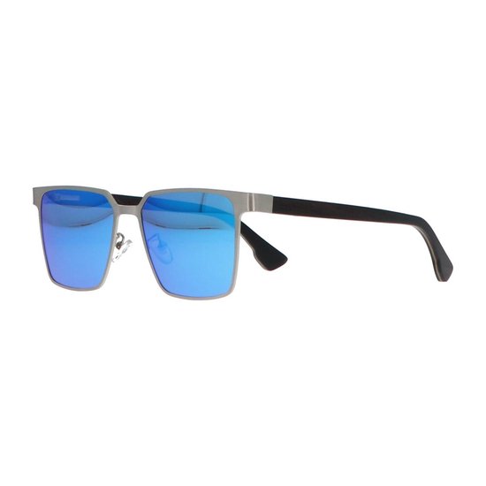 5one® Napoli Square Blue - Zonnebril met Houten poten - spiegelglas van 5one® — afbeelding 4