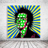 Pop Art Sid Vicious Canvas - 80 x 80 cm - Canvasprint - Op dennenhouten kader - Geprint Schilderij - Popart Wanddecoratie