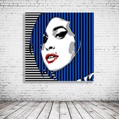 Pop Art Amy Winehouse Acrylglas - 100 x 100 cm op Acrylaat glas + Inox Spacers / RVS afstandhouders - Popart Wanddecoratie